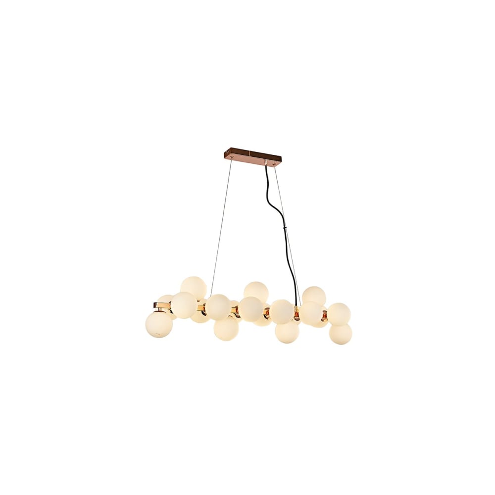 Suspension en verre Doré rose et blanc 120 cm