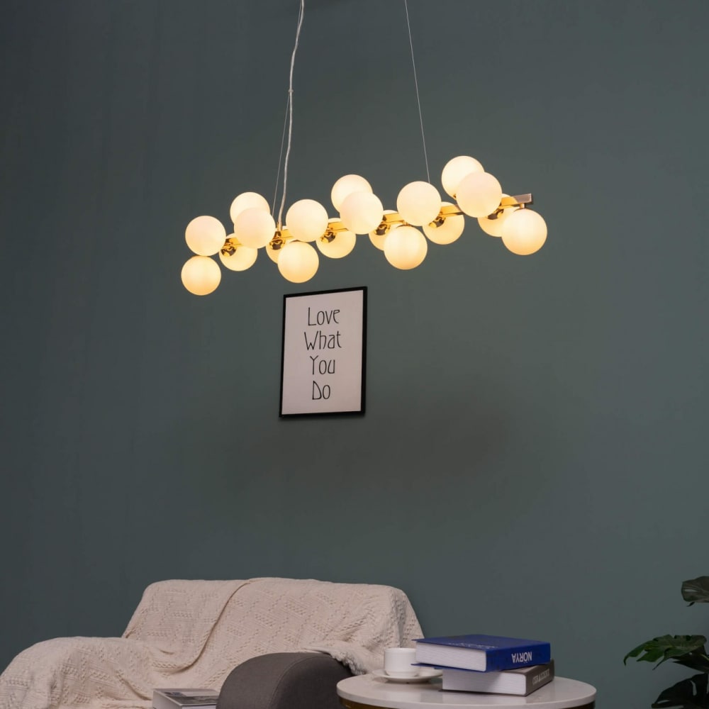 Suspension en verre doré rose et blanc 120 cm — vue 3