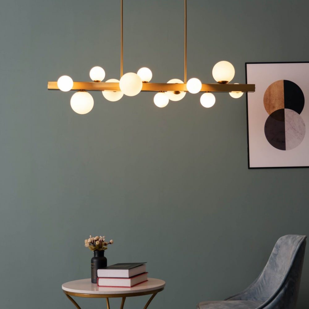 Suspension en verre doré / laiton 110 cm — vue 3