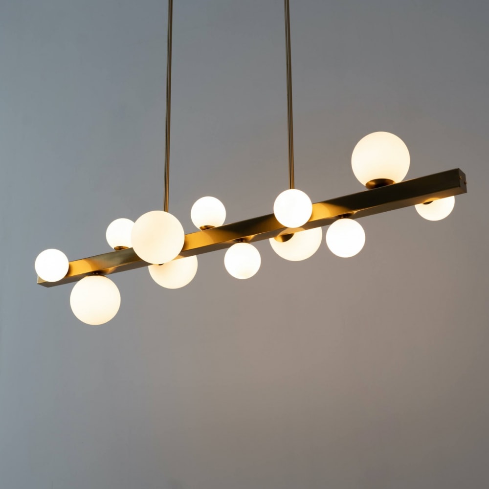 Suspension en verre doré / laiton 110 cm — vue 4