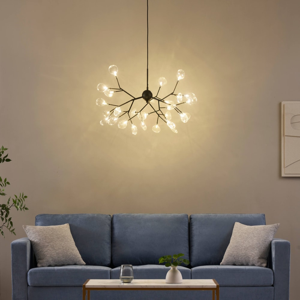 Hängeleuchte aus Metall und Glas 75 cm, Schwarz - Maisons Du