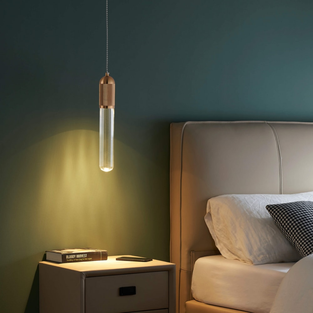 Suspension en verre doré / laiton 41 cm - Maisons du Monde
