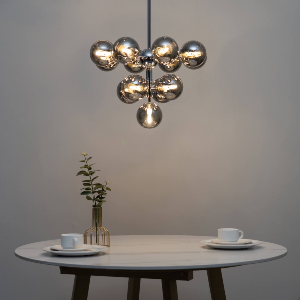 Suspension en verre argenté / chromé 50 cm — vue 3