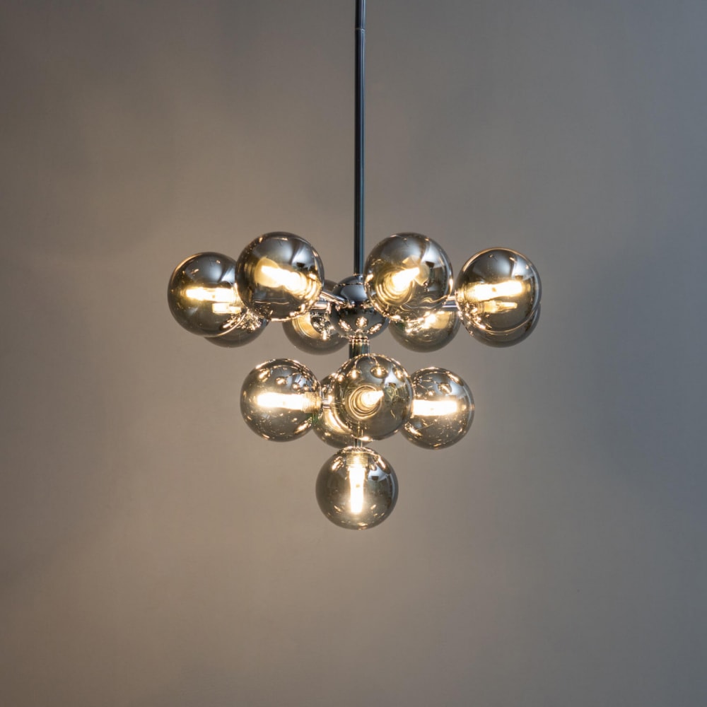 Suspension en verre argenté / chromé 50 cm — vue 4