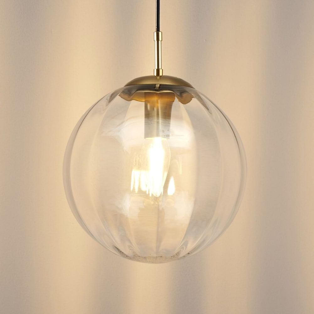 Suspension en verre doré / laiton 20 cm — vue 3