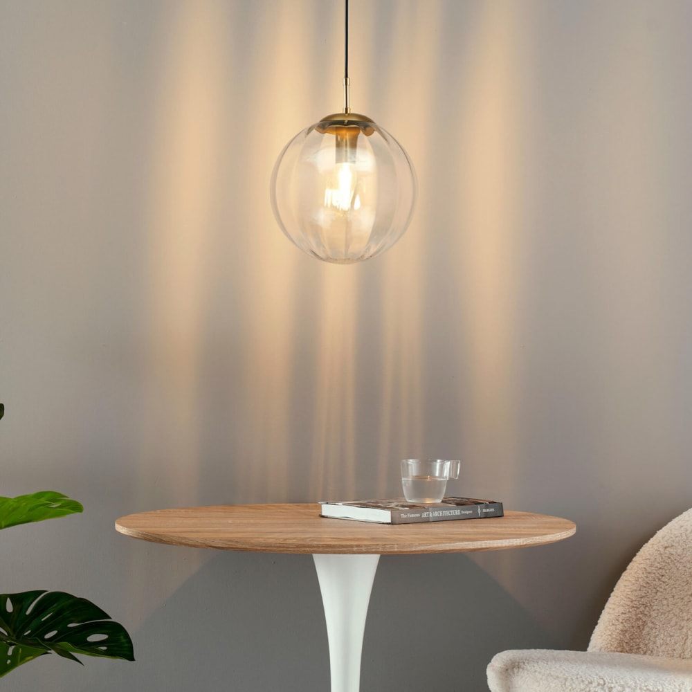 Suspension en verre doré / laiton 20 cm — vue 4