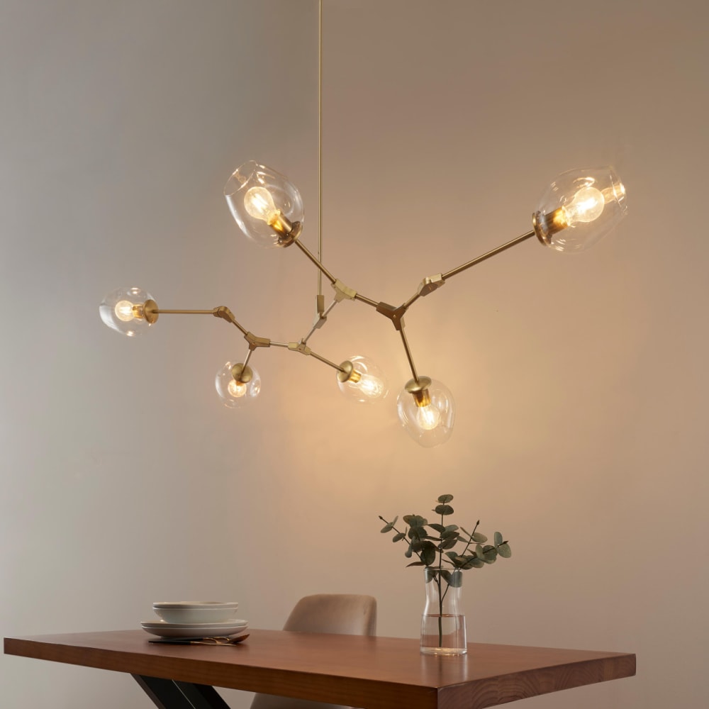 Lustre en verre transparent et doré 150 cm — vue 4