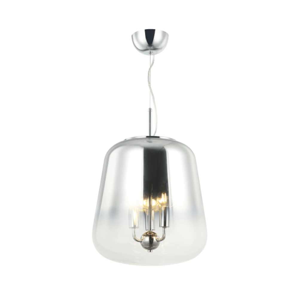 Kosilum Hängeleuchte aus Metall und Glas 50 cm, Silber/Chrom Silber Glas