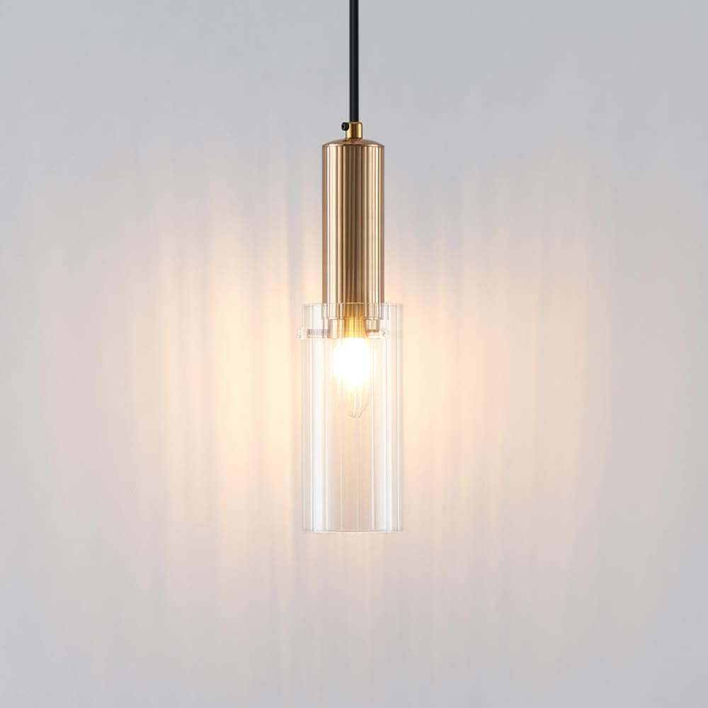 Suspension en verre transparent et doré 31.5 cm — vue 4