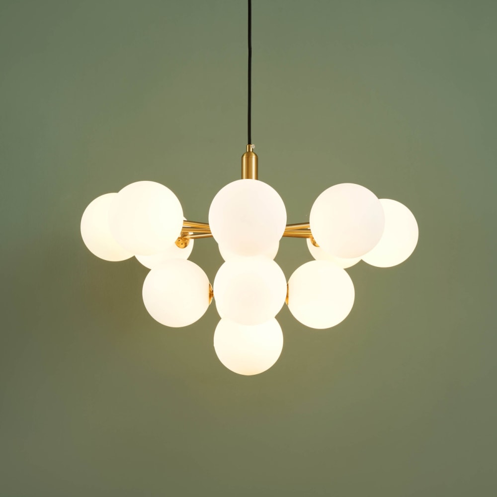 Suspension en verre laiton et blanc 60 cm — vue 3