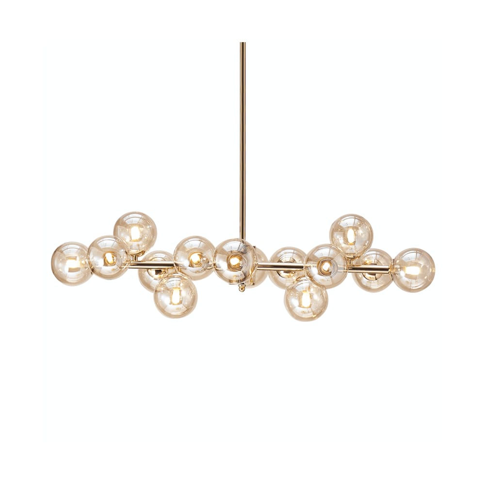 Suspension en verre Doré rose et ambré 86 cm