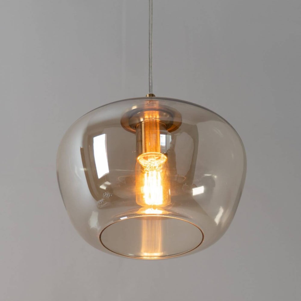Kosilum Hängeleuchte aus Glas und Edelstahl 17 cm, Messing Gold Glas