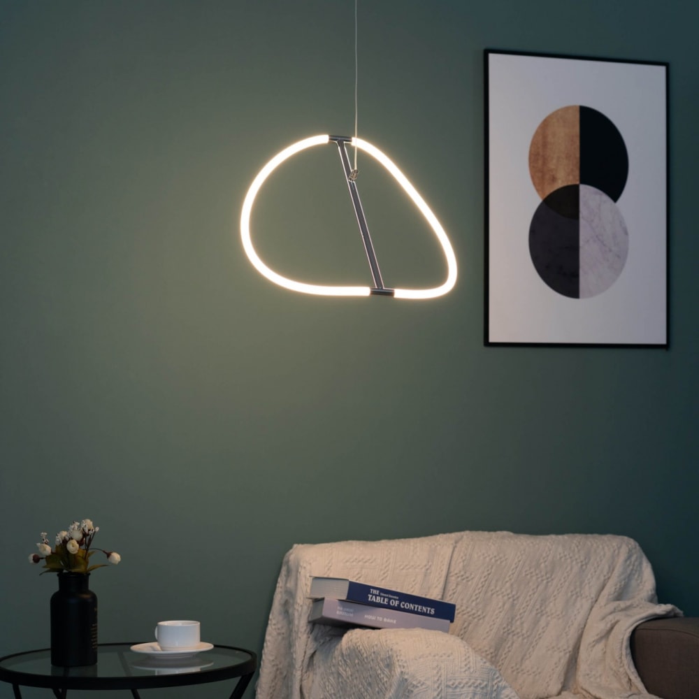 Suspension en acier, acrylique et pvc argenté / chromé 40 cm — vue 3