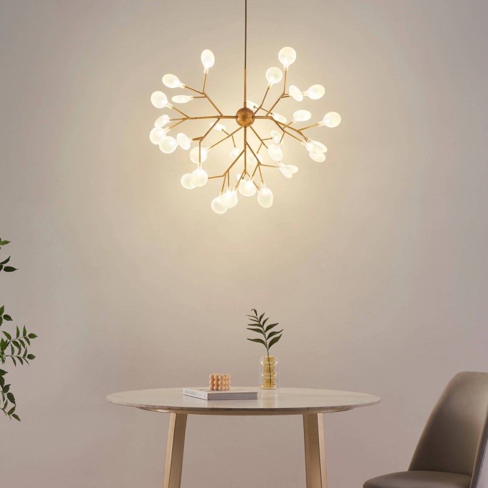 Suspension en verre doré / laiton 77 cm