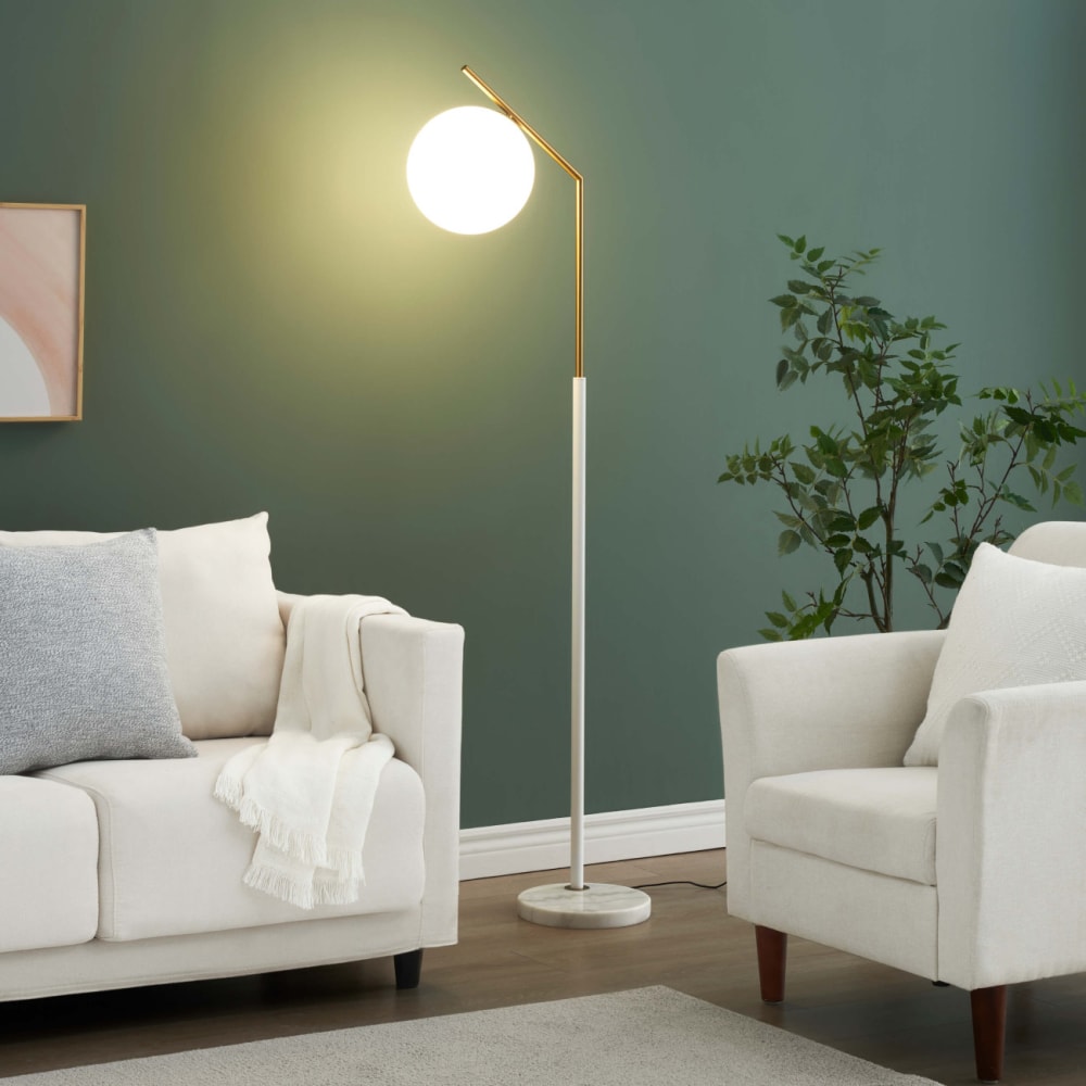 Lampadaire en verre blanc et doré 165 cm — vue 3