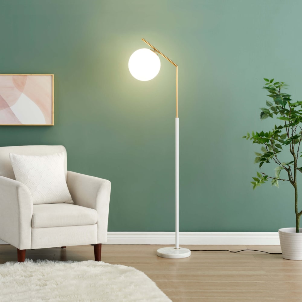 Lampadaire en verre blanc et doré 165 cm — vue 4