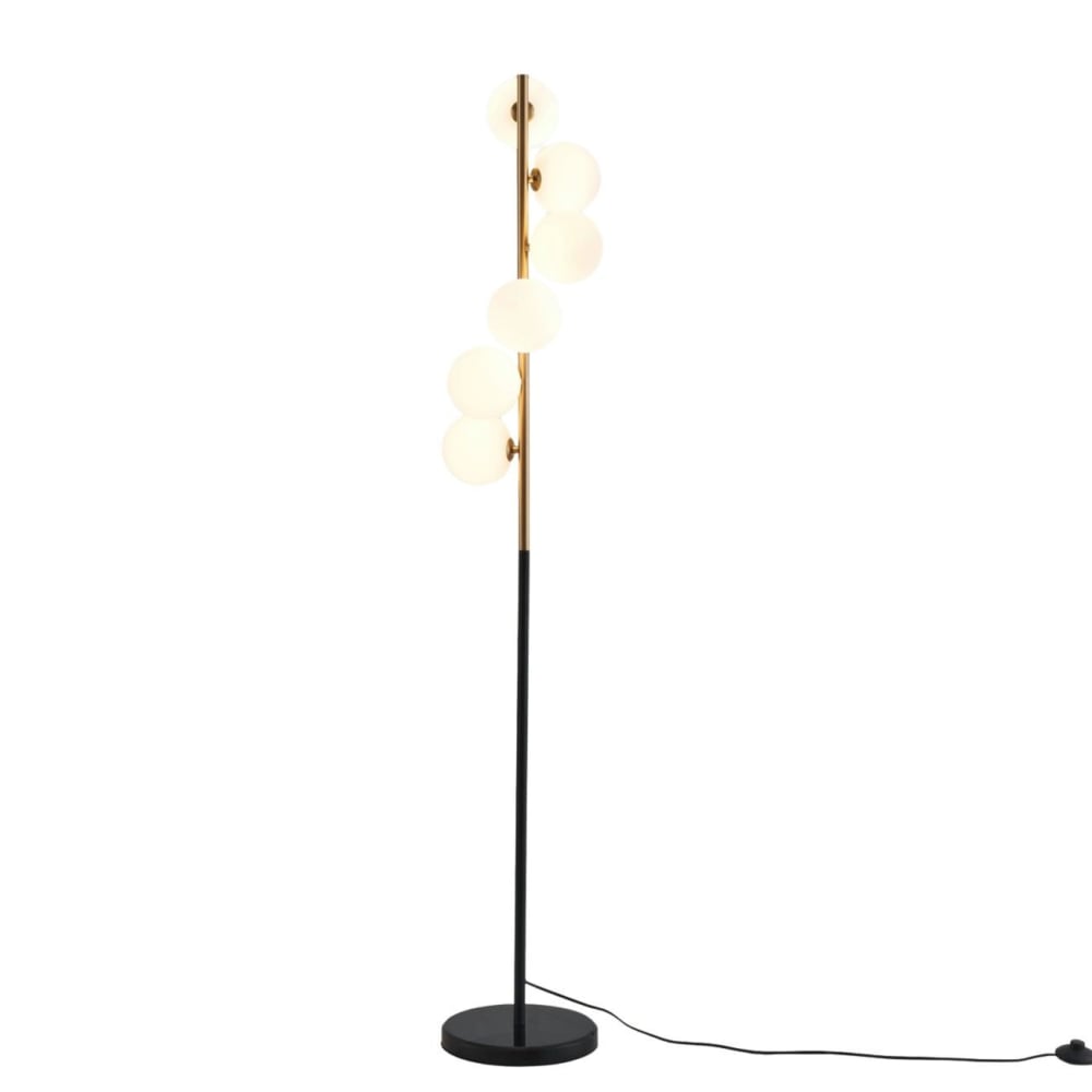 Lampadaire en verre noir et doré 160 cm