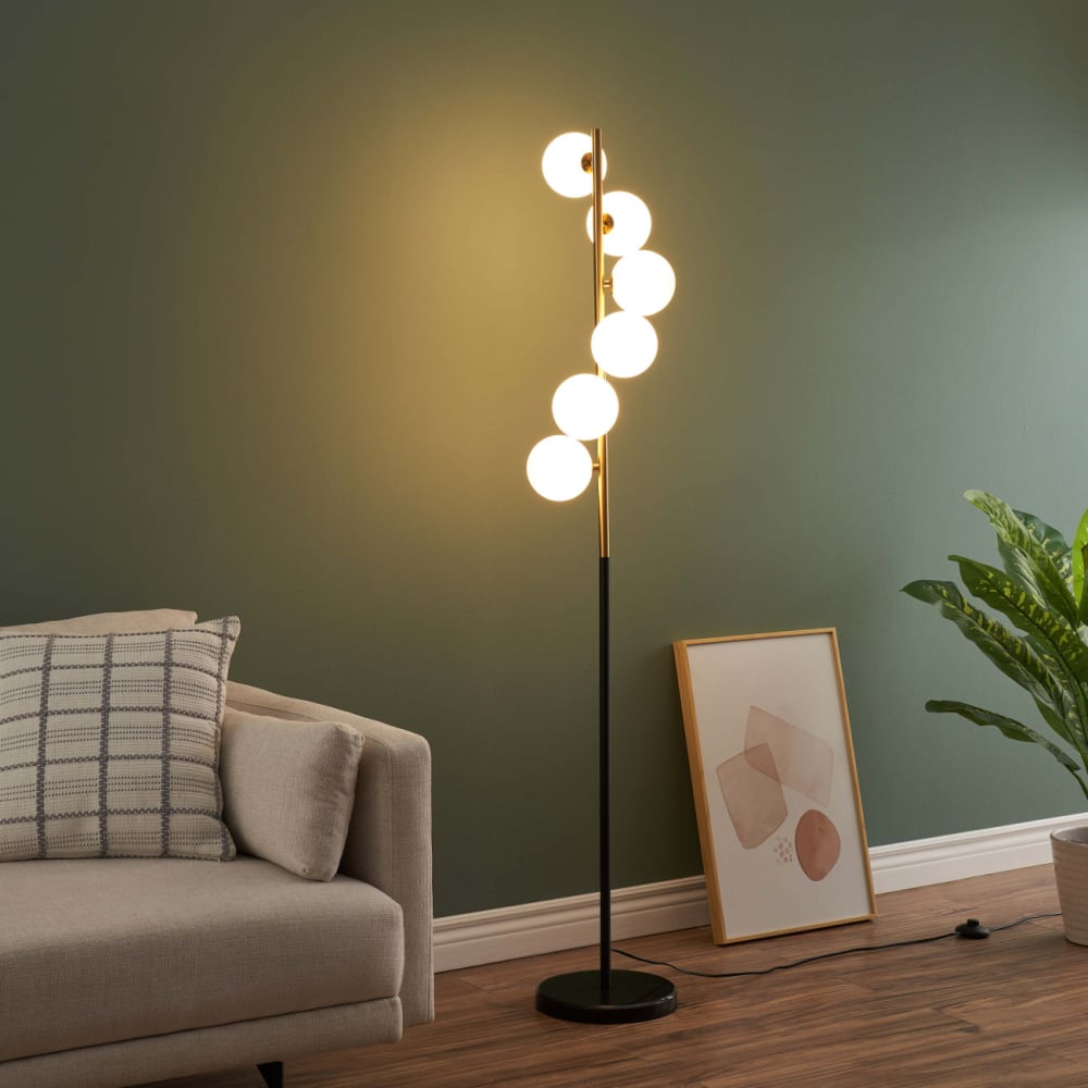 Lampadaire en verre noir et doré 160 cm — vue 3