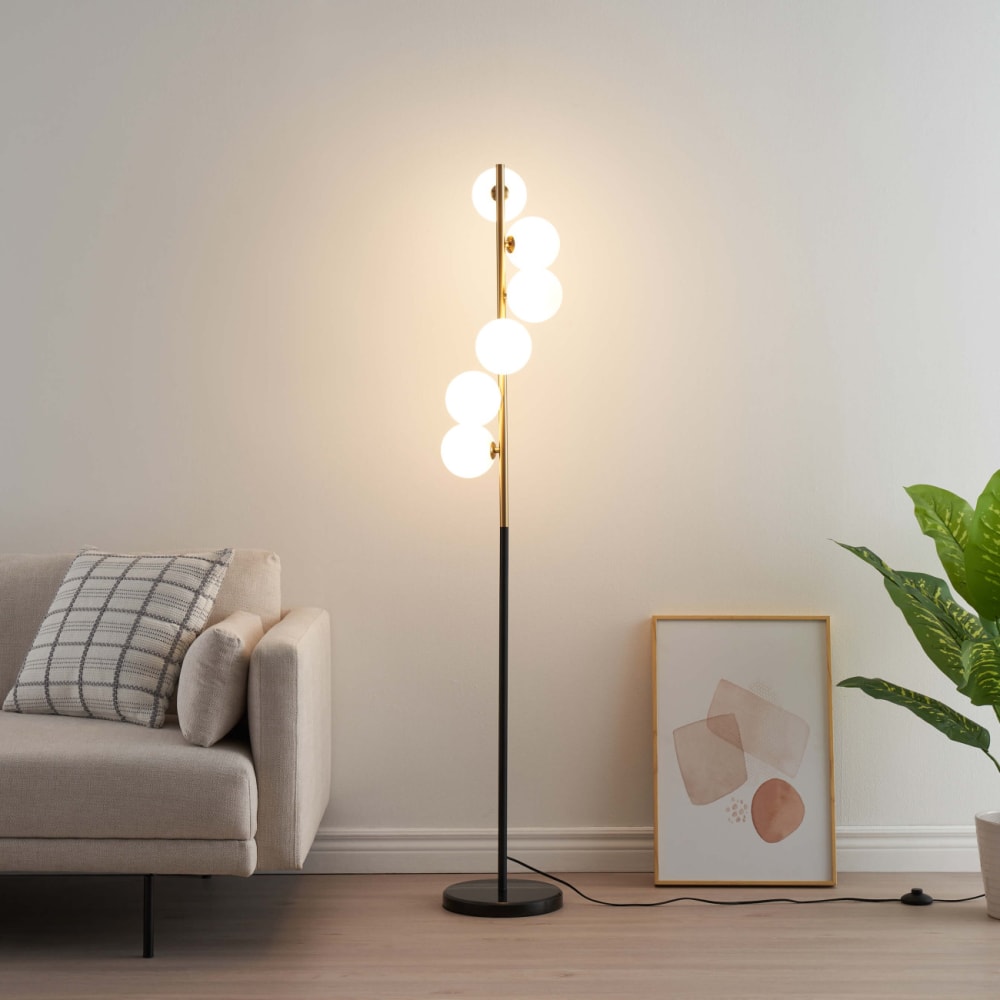 Lampadaire en verre noir et doré 160 cm — vue 4