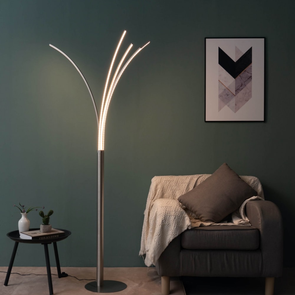 Lampadaire en aluminium, fer et pvc nickel 180 cm — vue 3