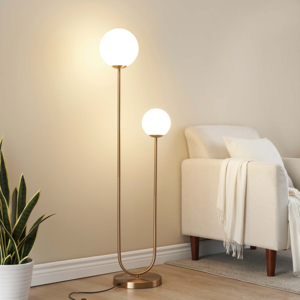 Lampadaire en verre doré / laiton 130 cm — vue 3