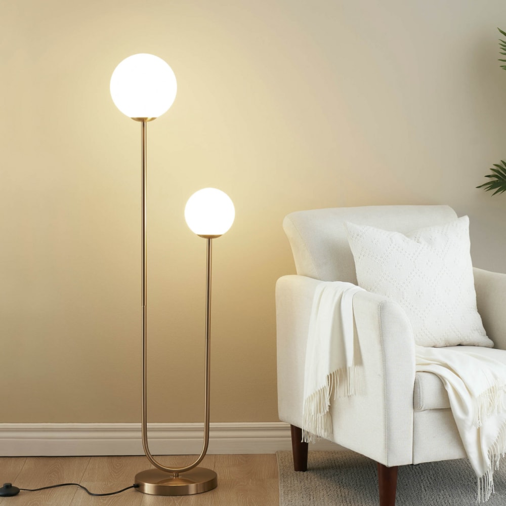 Lampadaire en verre doré / laiton 130 cm — vue 4