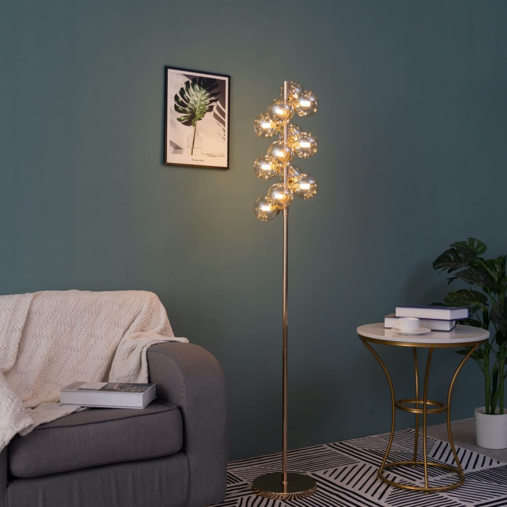 Lampadaire en verre doré rose et ambré 157.5 cm — vue 3