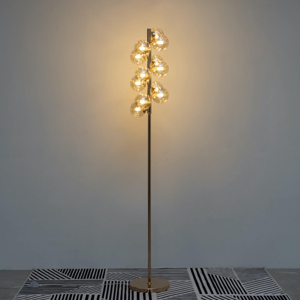 Lampadaire en verre doré rose et ambré 157.5 cm — vue 4