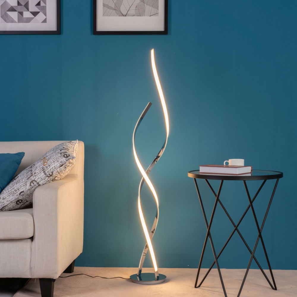 Lampadaire en métal et aluminium argenté / chromé 126 cm — vue 3