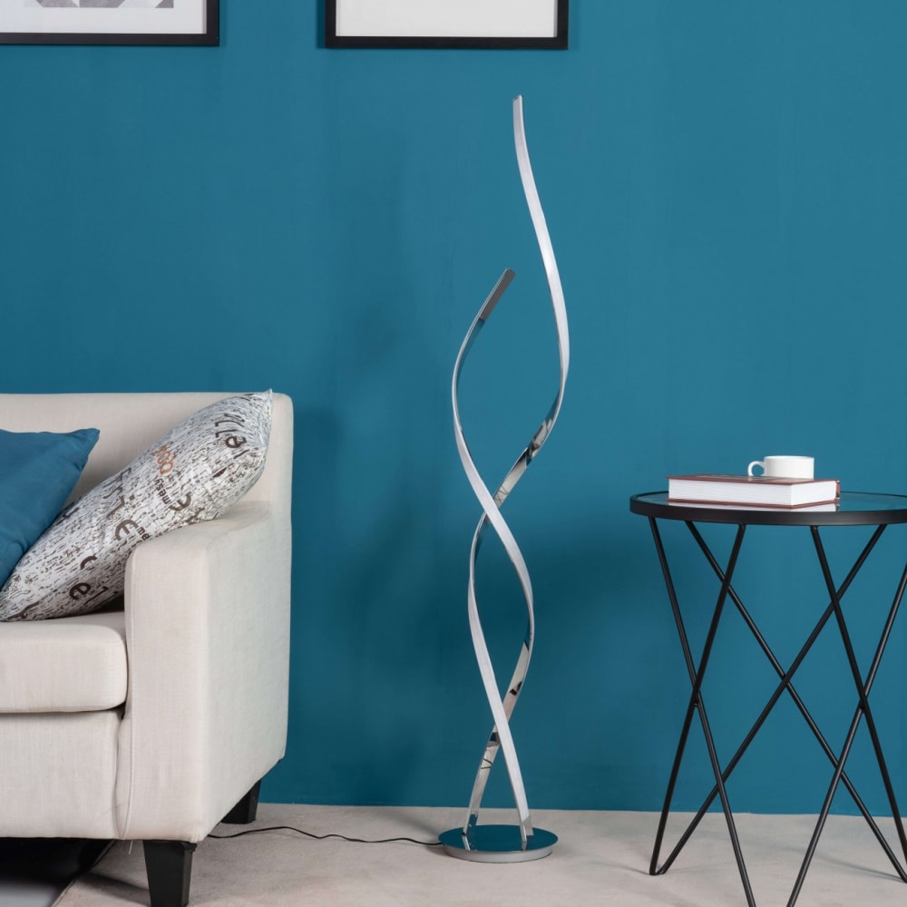 Lampadaire en métal et aluminium argenté / chromé 126 cm — vue 4