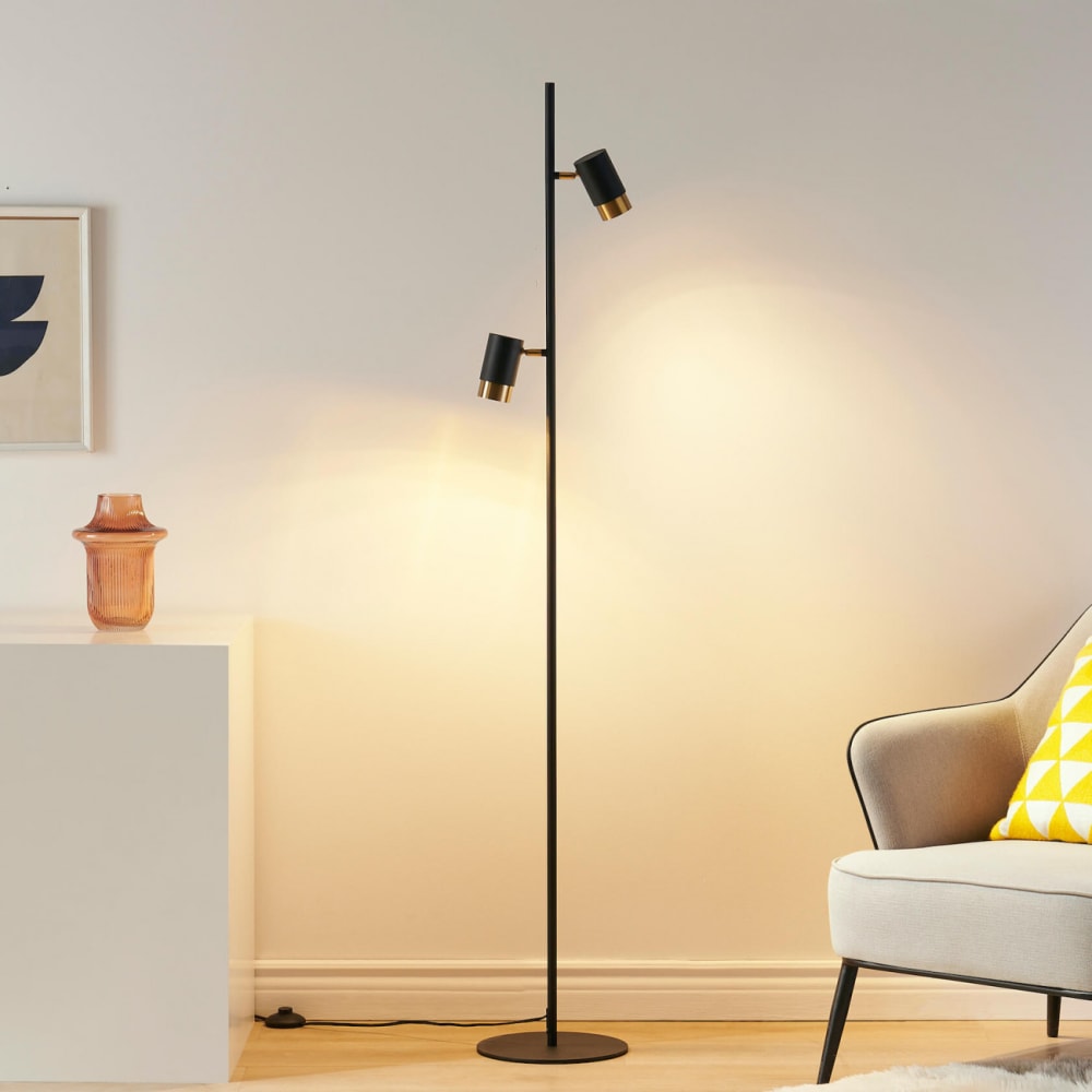 Lampadaire en aluminium noir et doré 160 cm — vue 3