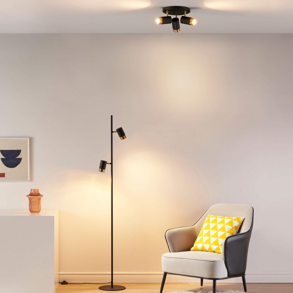 Lampadaire en aluminium noir et doré 160 cm — vue 4