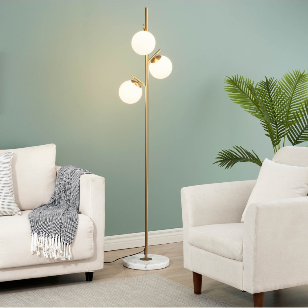 Lampadaire en verre doré / laiton 165 cm — vue 3