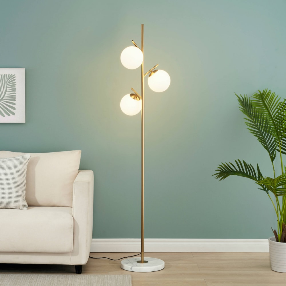 Lampadaire en verre doré / laiton 165 cm — vue 4