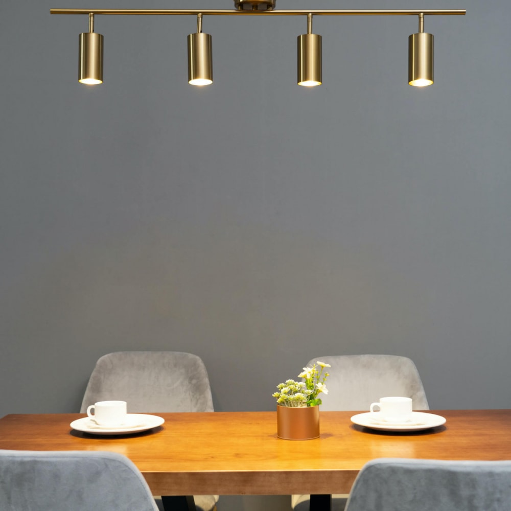 Plafonnier en métal et aluminium doré / laiton 100 cm — vue 3