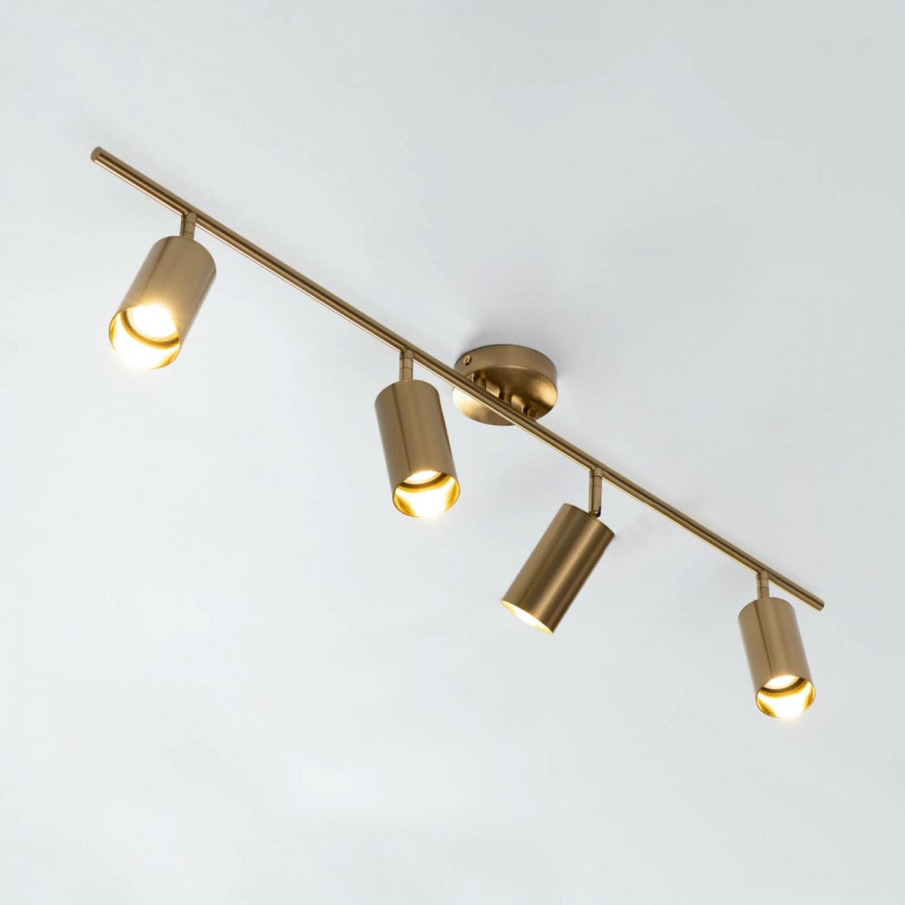 Plafonnier en métal et aluminium doré / laiton 100 cm — vue 4
