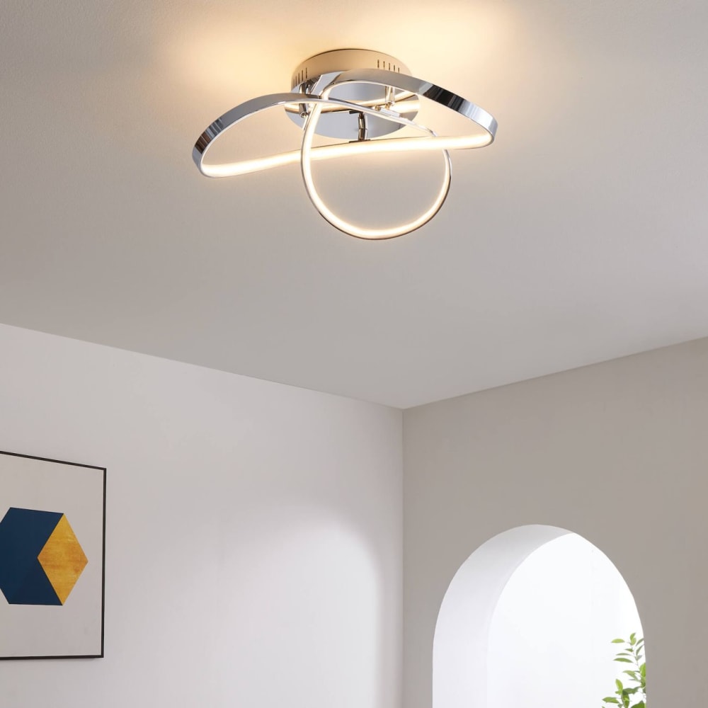 Plafonnier en métal et pvc argenté / chromé 59 cm — vue 3