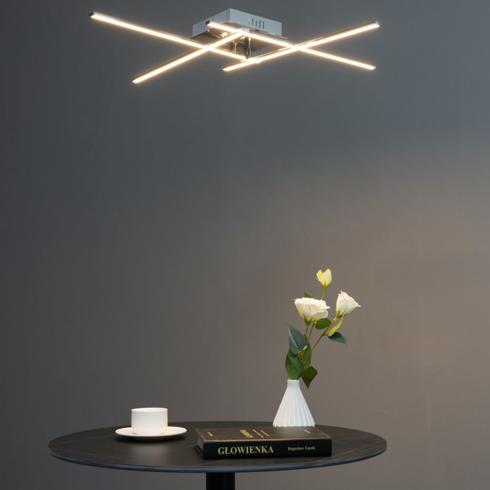 Plafonnier en métal et pvc argenté / chromé 75 cm — vue 4