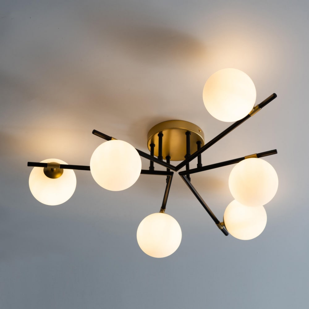 Plafonnier en verre noir et doré 76 cm - Maisons du Monde