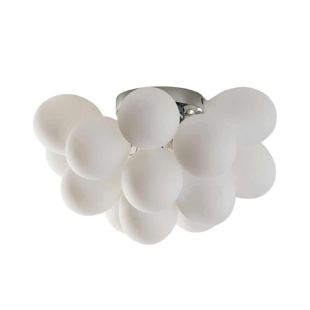 Plafonnier en verre Blanc et argenté 40 cm