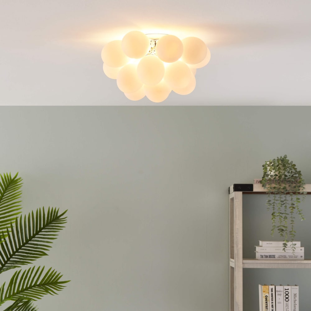 Plafonnier en verre blanc et argenté 40 cm — vue 4