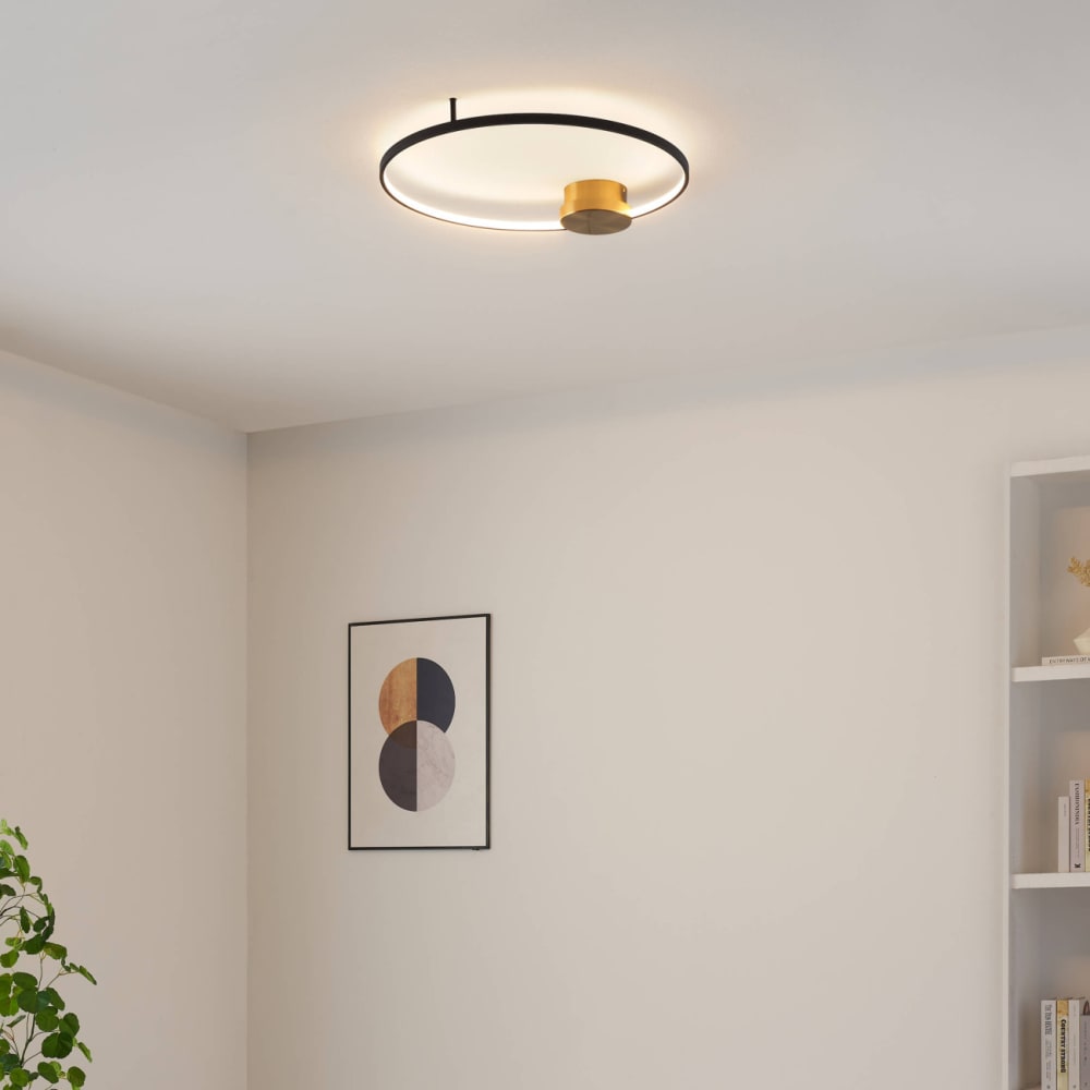 Plafonnier en acier, aluminium et silicone noir et doré 67 cm — vue 3
