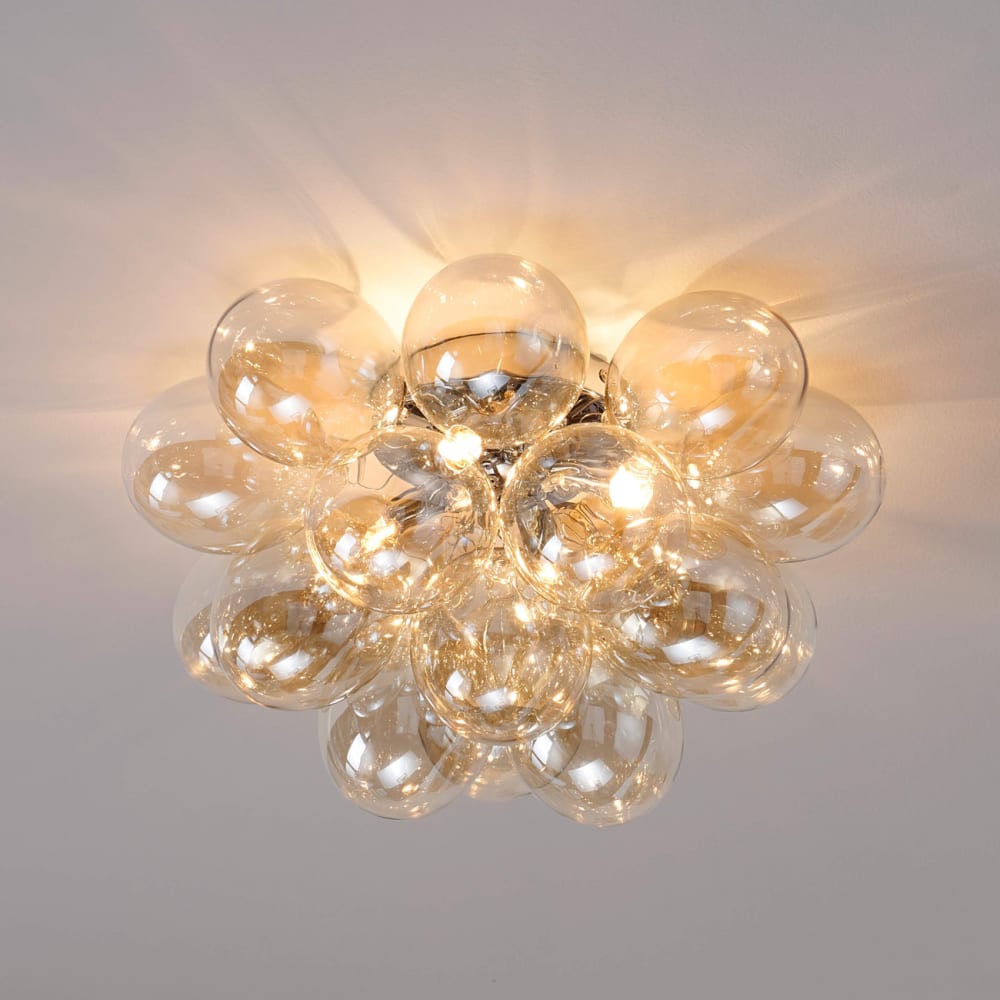 Plafonnier en verre ambré et chromé 40 cm — vue 3