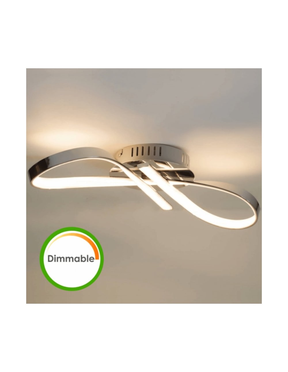 Plafonnier en métal et pvc argenté / chromé 45 cm — vue 3