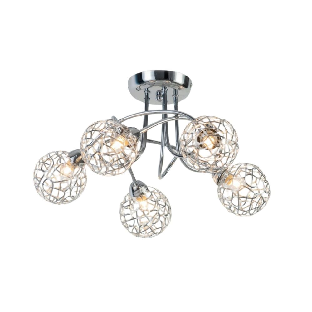 Plafonnier en métal et aluminium Argenté / Chromé 45 cm