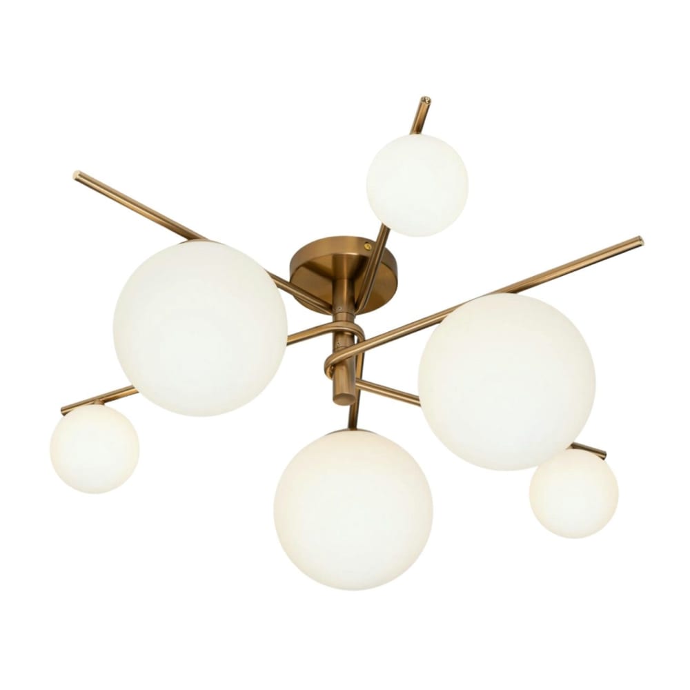 Plafonnier en verre Laiton et blanc 70 cm