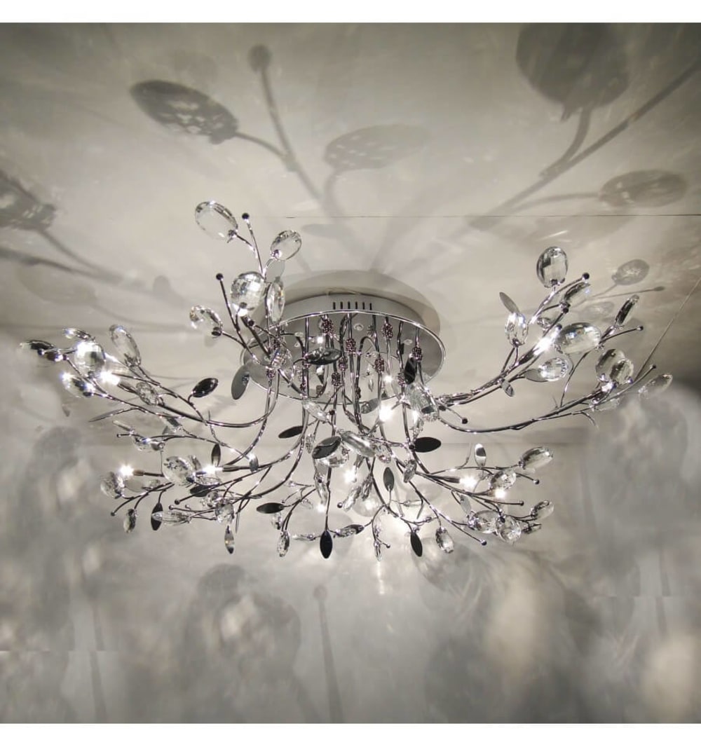 Plafonnier en verre argenté / chromé 90 cm — vue 3