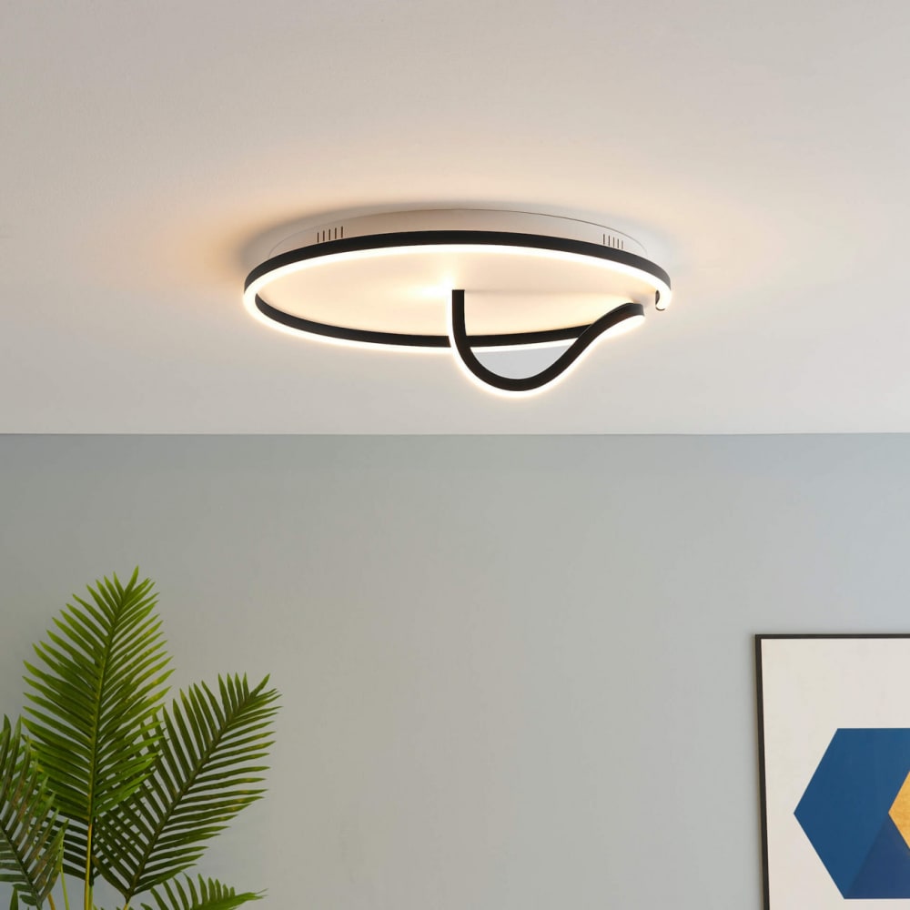 Plafonnier en métal et aluminium noir 56 cm — vue 3