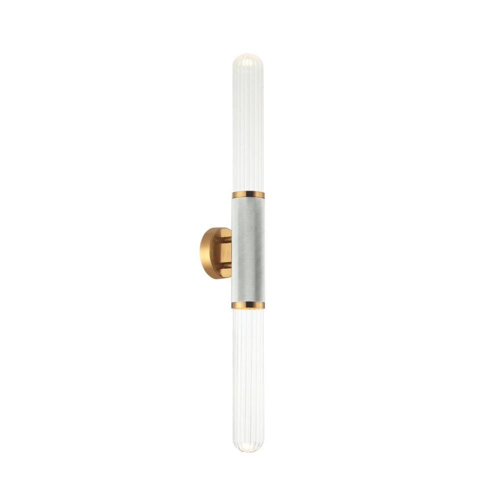 Kosilum Wandleuchte aus Metall und Glas 74 cm, Silber/Chrom Silber Glas