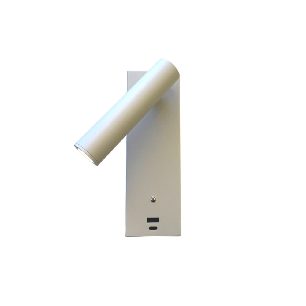 Kosilum LED-Wandleuchte Leseleuchte mit USB-Anschluss - Tofino Weiß Metall